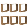 Estantes cubo de pared 6 uds madera roble artisan 30x15x30 cm 2