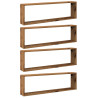 Estantes cubo de pared 4 uds madera envejecida 100x15x30 cm 2