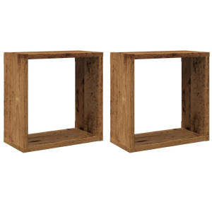 Estantes cubo de pared 2 uds madera envejecida 30x15x30 cm H