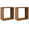 Estantes cubo de pared 2 uds madera envejecida 30x15x30 cm 2