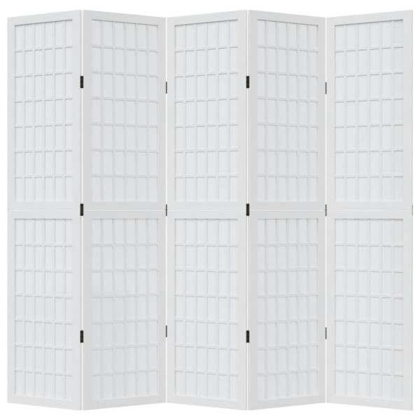 Biombo separador de 5 paneles madera maciza Paulownia blanco M 4