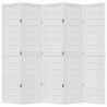 Biombo separador de 5 paneles madera maciza Paulownia blanco 4