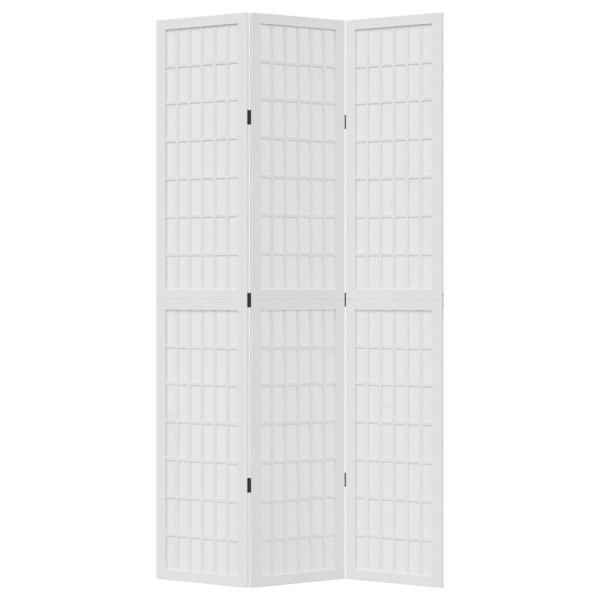 Biombo separador de 3 paneles madera maciza Paulownia blanco M 4