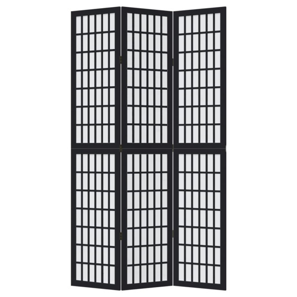 Biombo separador de 3 paneles madera maciza Paulownia negro M 4