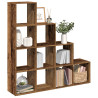 Librería divisora 4 niveles madera envejecida 131.5x29x131.5 cm 1