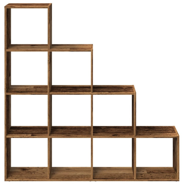 Librería divisora 4 niveles madera envejecida 131.5x29x131.5 cm M 5
