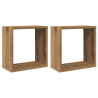 Estantes cubo de pared 2 uds madera roble artisan 30x15x30 cm 2