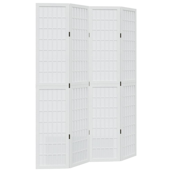Biombo separador de 4 paneles madera maciza Paulownia blanco M 2