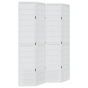 Biombo separador de 4 paneles madera maciza Paulownia blanco 2