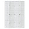 Biombo separador de 4 paneles madera maciza Paulownia blanco 4