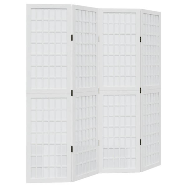 Biombo separador de 4 paneles madera maciza Paulownia blanco M 2