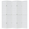 Biombo separador de 5 paneles madera maciza Paulownia blanco 4