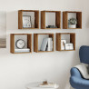 Estantes cubo de pared 6 uds madera envejecida 30x15x30 cm 3