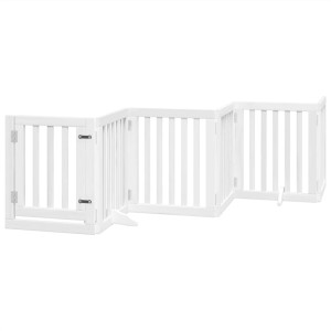 Puerta para perros plegable 3 paneles madera álamo blanca 300cm H