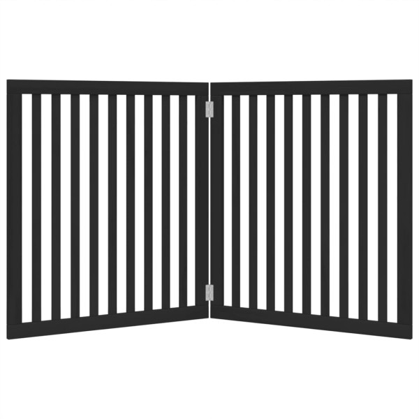 Puerta para perros plegable 2 paneles madera álamo negra 160 cm M 4