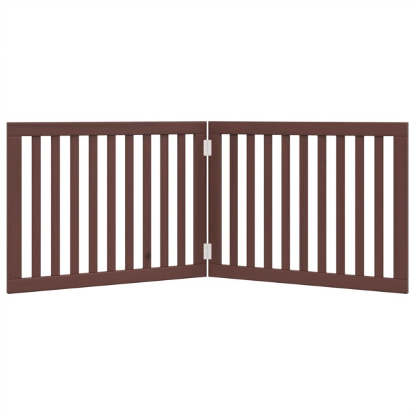 Puerta para perros plegable 2 paneles madera álamo marrón 160cm M 4