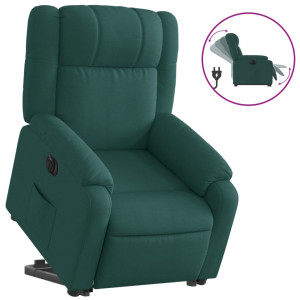 Sillón eléctrico reclinable elevable de tela verde oscuro H