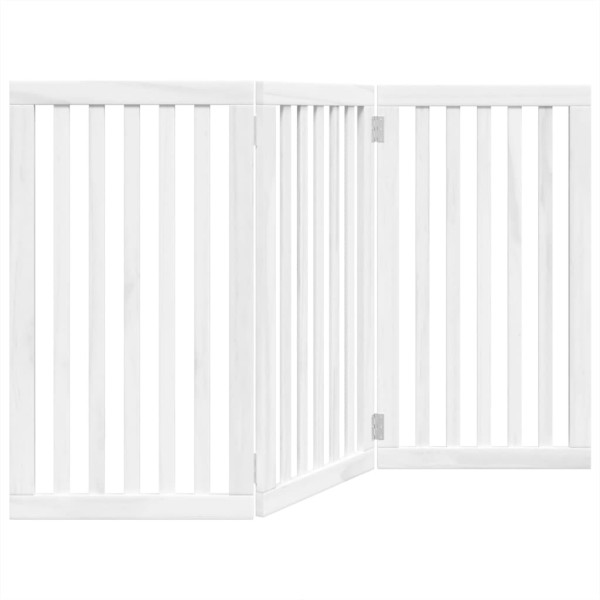 Puerta para perros plegable 3 paneles madera álamo blanca 150cm M 2