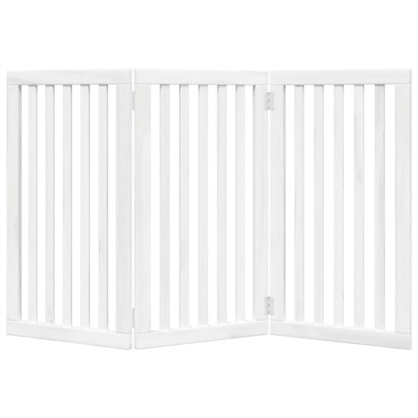 Puerta para perros plegable 3 paneles madera álamo blanca 150cm M 4