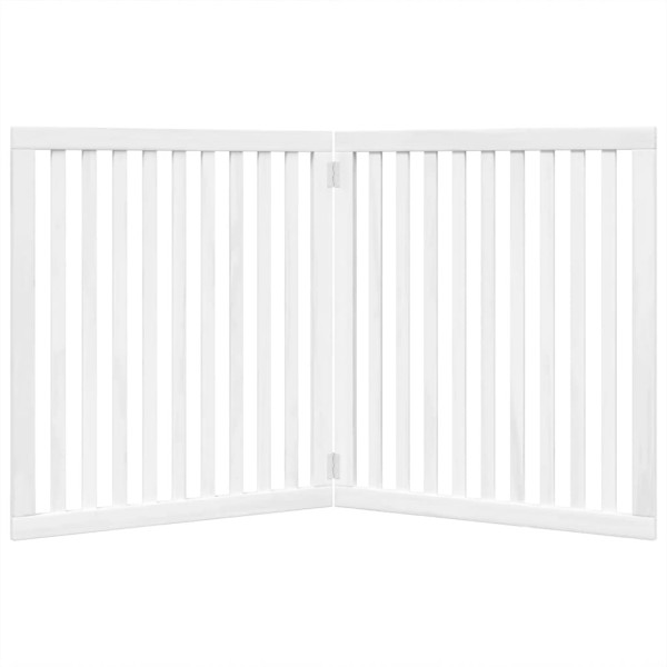 Porta dobrável para cachorro 2 painéis madeira choupo branco 160cm M 4