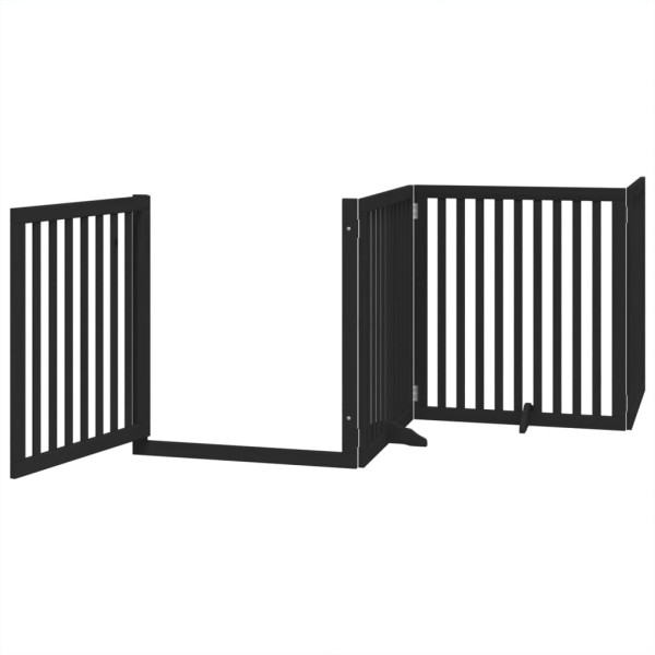 Puerta para perros plegable 4 paneles madera álamo negra 320 cm M 4