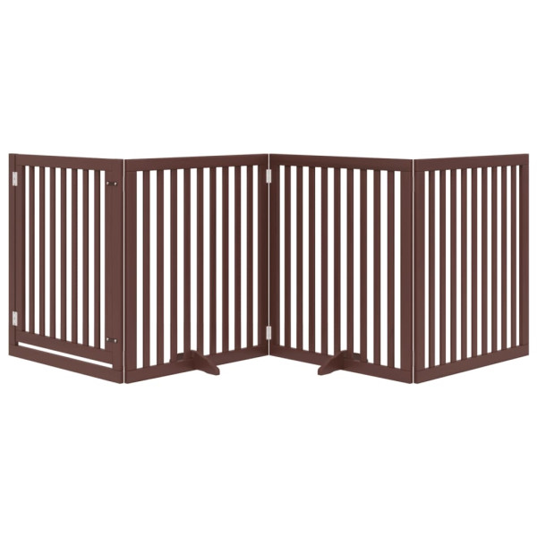 Puerta para perros plegable 4 paneles madera álamo marrón 320cm M 3