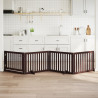 Puerta para perros plegable 4 paneles madera álamo marrón 320cm 1