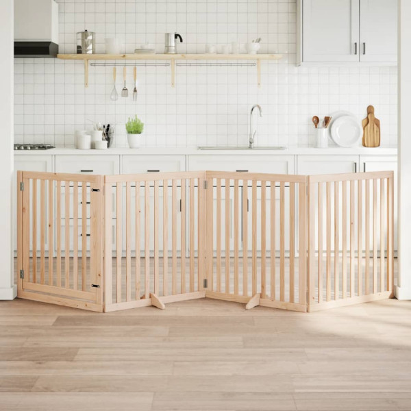 Puerta para perros plegable 4 paneles madera de álamo 320 cm D