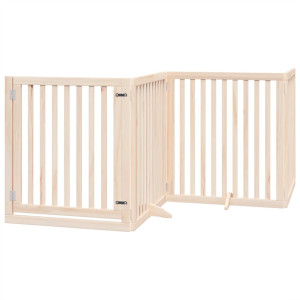 Puerta para perros plegable 4 paneles madera de álamo 320 cm H