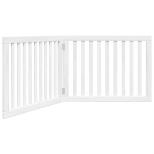 Puerta para perros plegable 2 paneles madera álamo blanca 160cm H