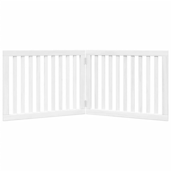 Porta dobrável para cachorro 2 painéis madeira choupo branco 160cm M 4