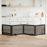 Puerta para perros plegable 4 paneles madera álamo negra 320 cm 1