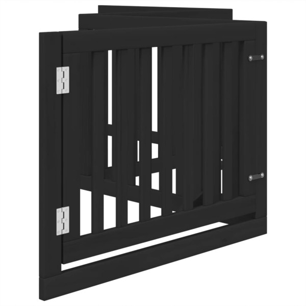 Puerta para perros plegable 4 paneles madera álamo negra 320 cm M 5