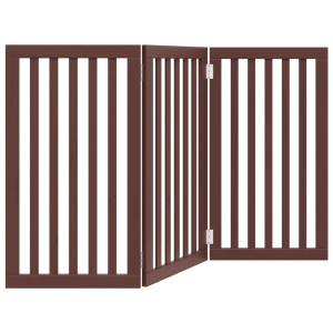 Puerta para perros plegable 3 paneles madera álamo marrón 150cm H
