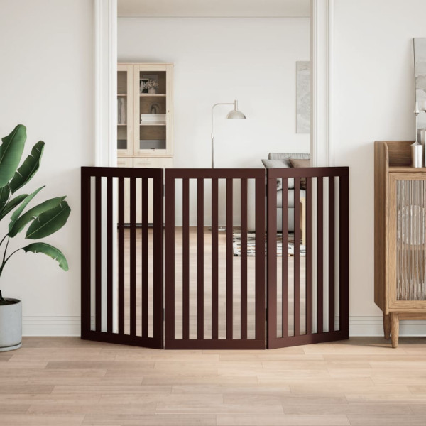 Porta para cães dobráveis 3 painéis de madeira de asa marrom 150cm M 3