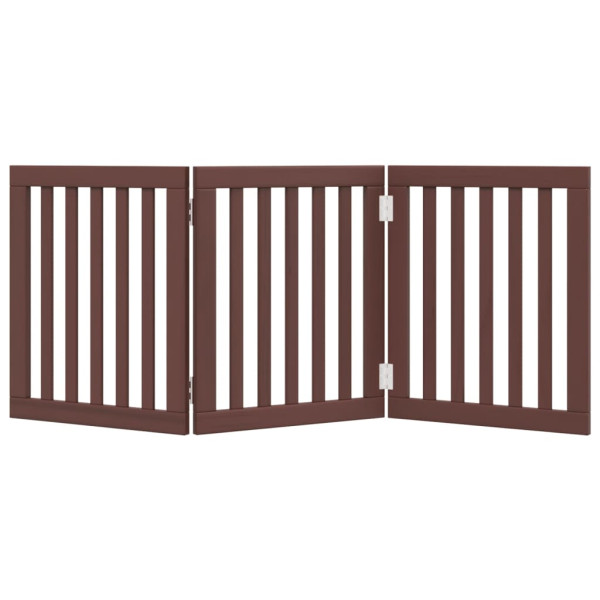 Puerta para perros plegable 3 paneles madera álamo marrón 150cm M 4