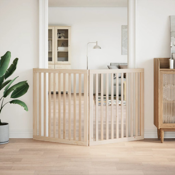 Puerta para perros plegable 2 paneles madera de álamo 160 cm M 3