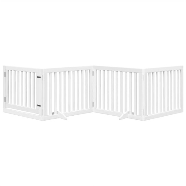 Porta dobrável para cachorro com 4 painéis madeira de choupo branco 320cm M 3