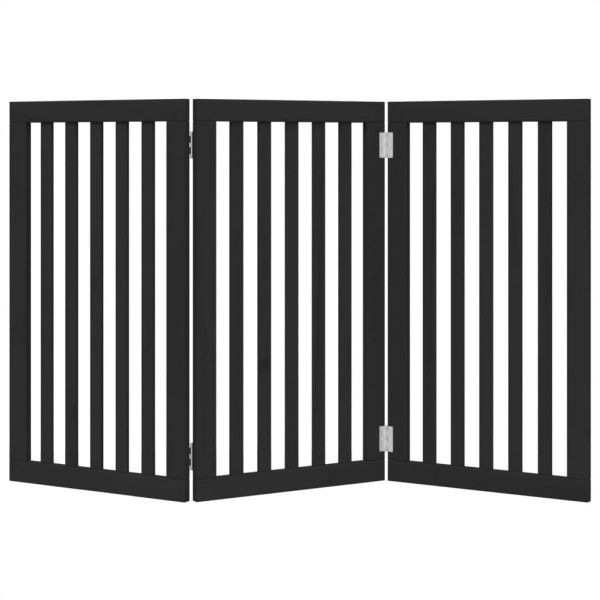 Puerta para perros plegable 3 paneles madera álamo negra 150 cm M 4