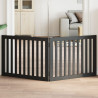 Puerta para perros plegable 2 paneles madera álamo negra 160 cm 1