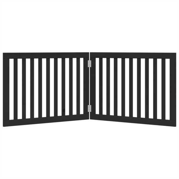 Porta dobrável para cachorro 2 painéis madeira de choupo preto 160 cm M 4