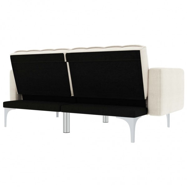 Sofá cama de tela color crema M 4