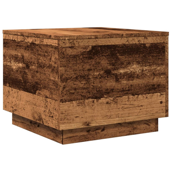 Mesa de centro com luzes LED 50x50x40 cm madeira velha M 3
