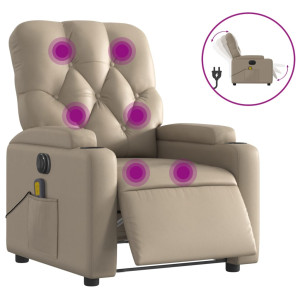 Sillón reclinable de masaje eléctrico cuero sintético capuchino H