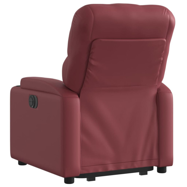 Sillón elevable eléctrico cuero artificial rojo tinto M 4