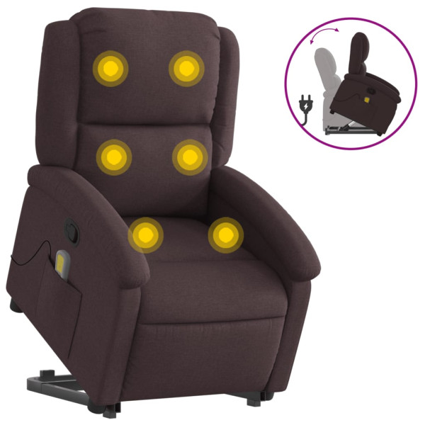 Silla de masaje reclinable de pie de tela marrón oscuro M 2