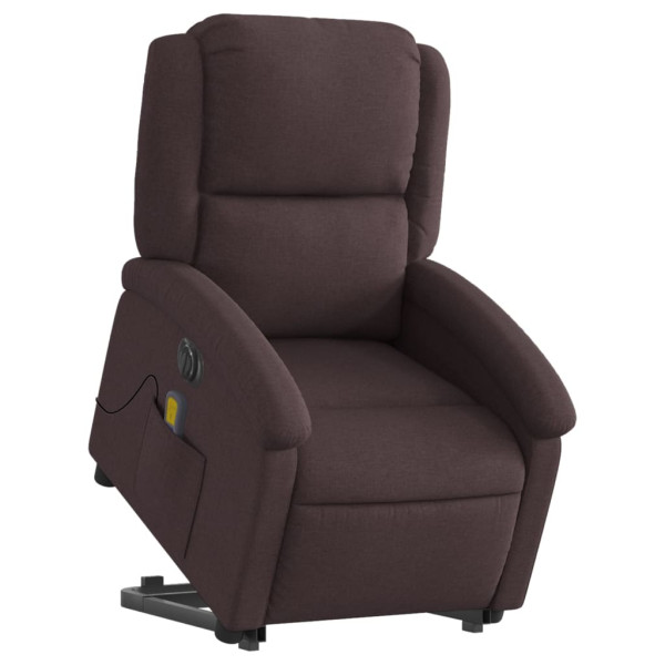 Sillón masaje eléctrico reclinable elevable tela marrón oscuro M 3