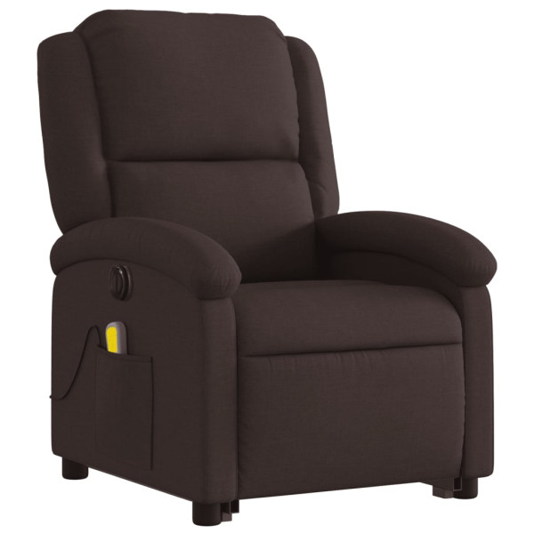 Sillón masaje eléctrico reclinable elevable tela marrón oscuro M 4