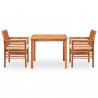 Set comedor de jardín 3 pzas y cojines madera maciza de acacia 2