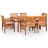 Set comedor de jardín 7 pzas y cojines madera maciza de acacia 1
